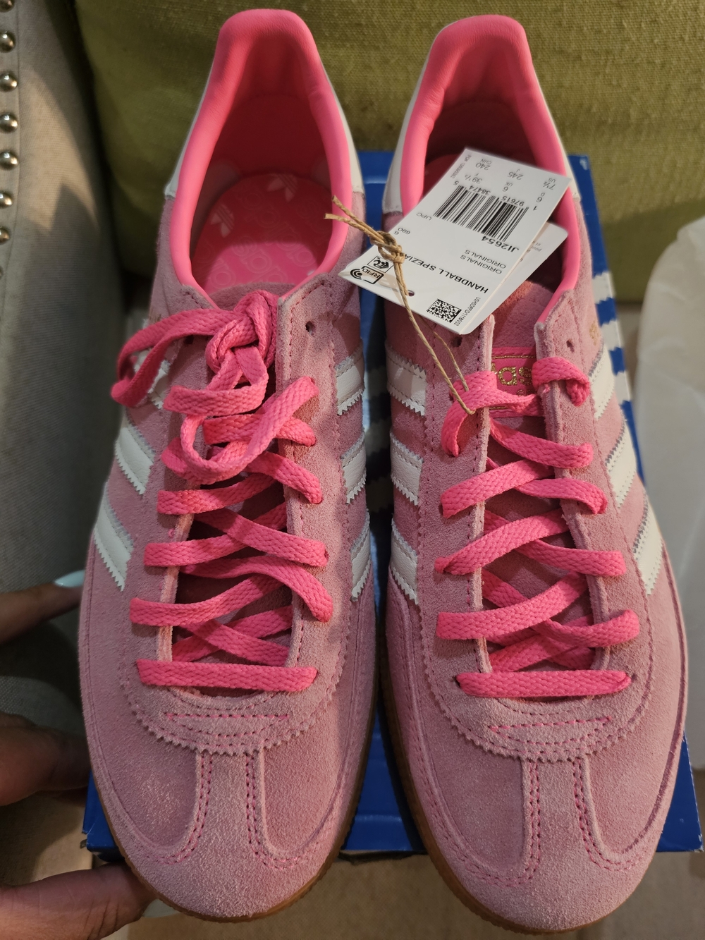 adidas Pink Suede Athletic Sneakers with White Stripes